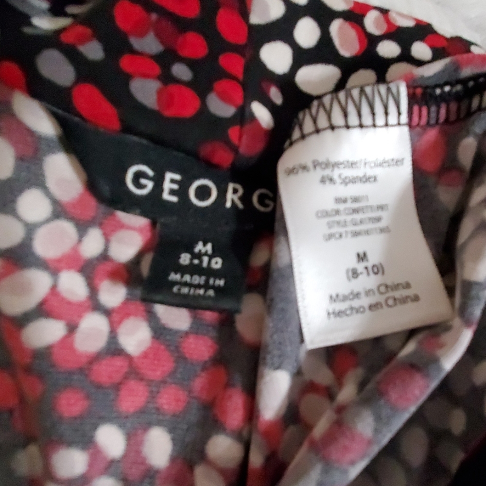Black and Red static abstract print tunic top drape neck 3/4 length sleeves Med - Picture 3 of 5